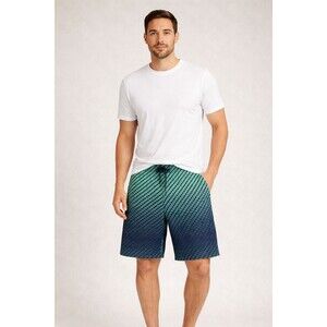 Nike Board Shorts Mesh Pockets Blue Green Mens XXL Swoosh Hawaiian Travel*